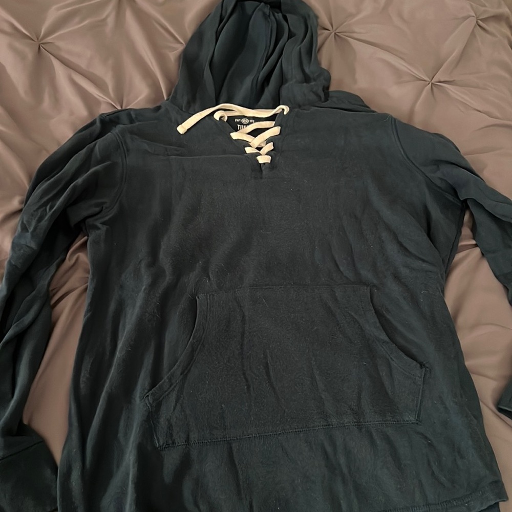 Blue Green Tunic with Hoodie and Crossover